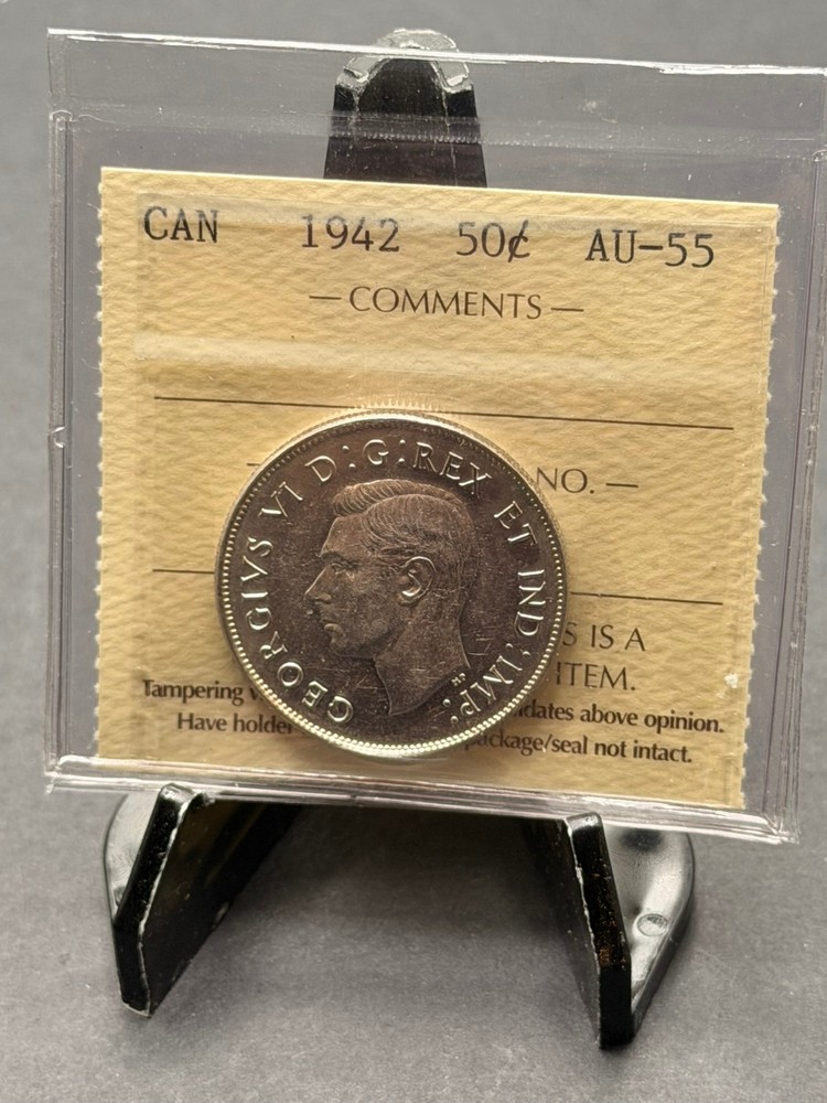 1942 Canada 50 cent  ICCS Graded AU-55