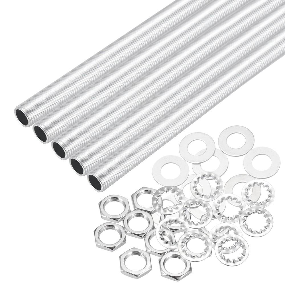 35Pcs 12.2" M10 Lamp Pipe Kit with Lock Nuts Washers for Assembly, Silver