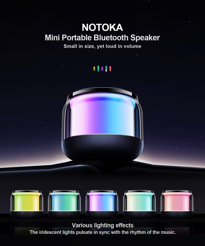 Mini Bluetooth Speaker – TWS Wireless Speaker with Lights & Lanyard Gift
