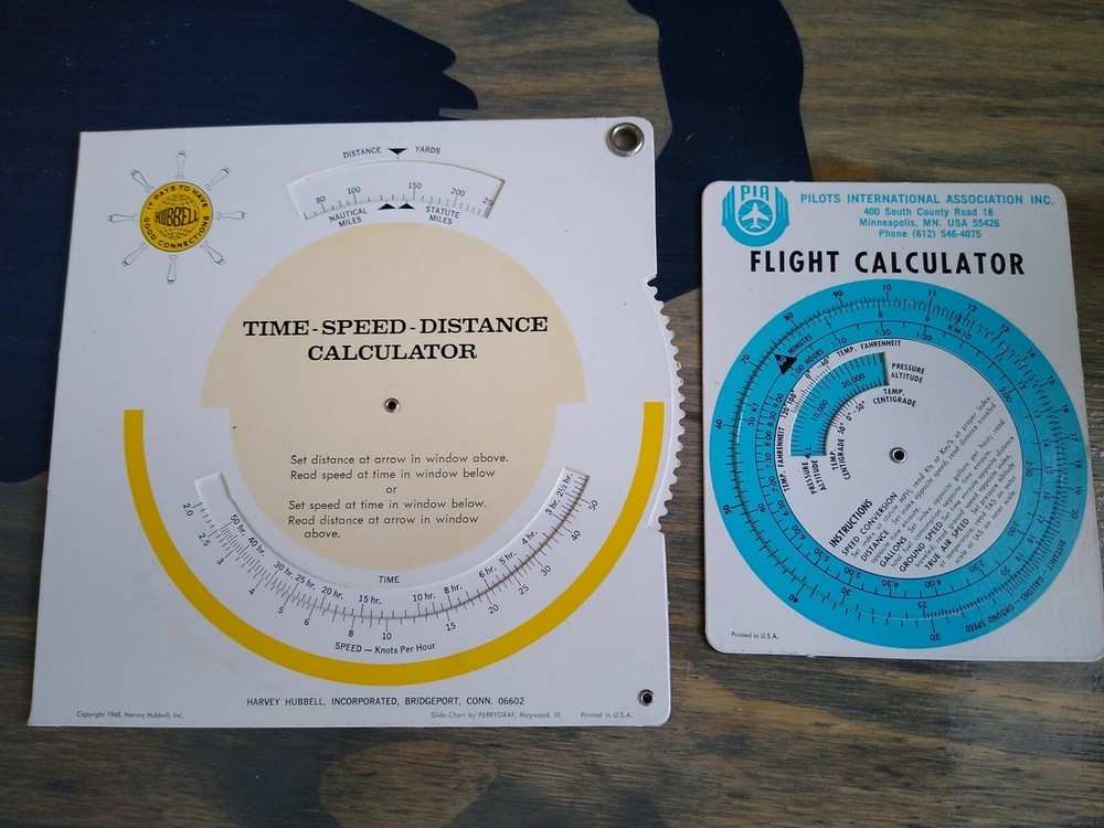 Vintage PIA Flight Calculator 1964  Plus Hubbell Time Speed Distance Calculator