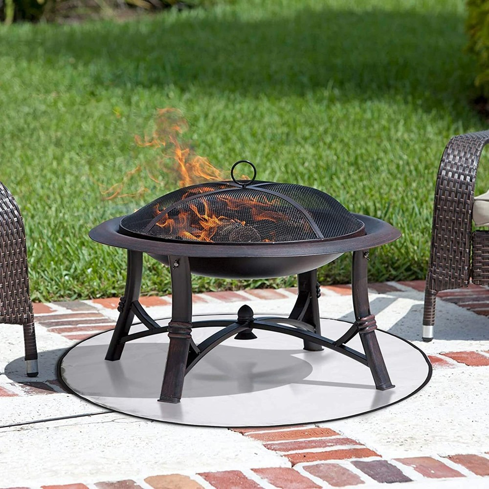 SUCHDECO Round Fire Pit Mat Pad for Deck Patio Lawn Protector Fire-Resistant 24"