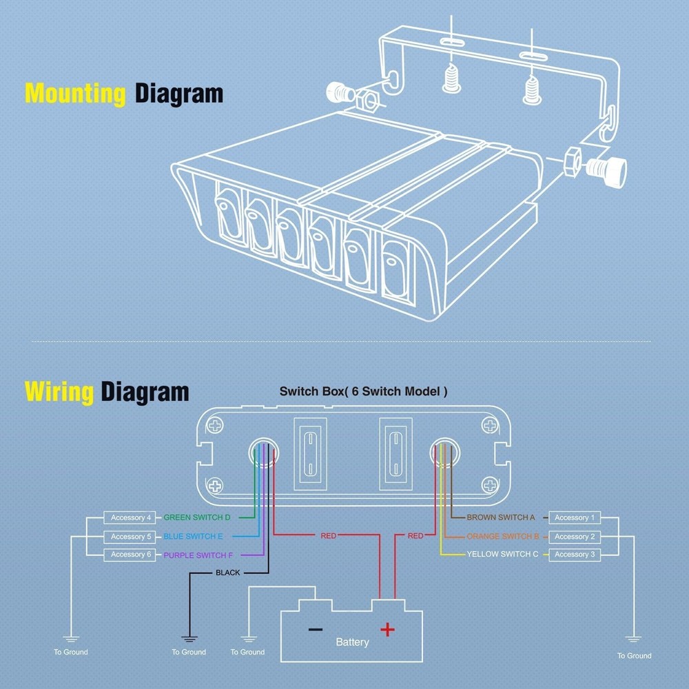 Compact 6 Gang Rocker Switch Panel with Simplified Wiring - Waterproof & Durable