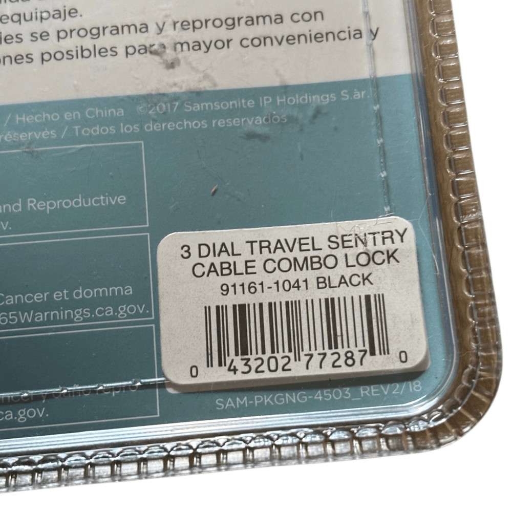 Samsonite Travel Sentry 3 Dial Cable Lock *New*