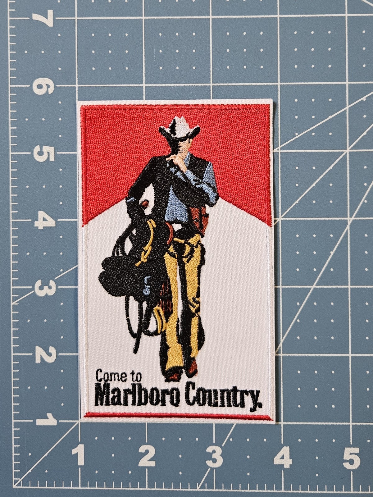 Vintage Large Marlboro Iron on Patch 3" x 4.75" FS