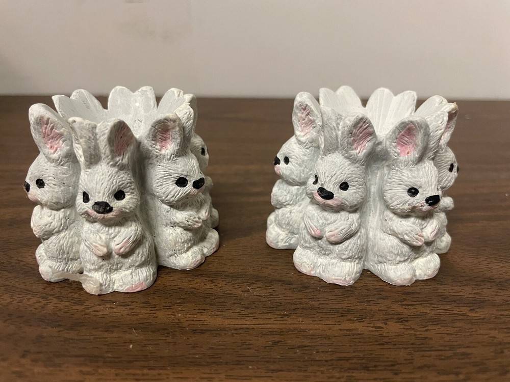 Pair Of Ceramic Easter Bunny Egg Holder