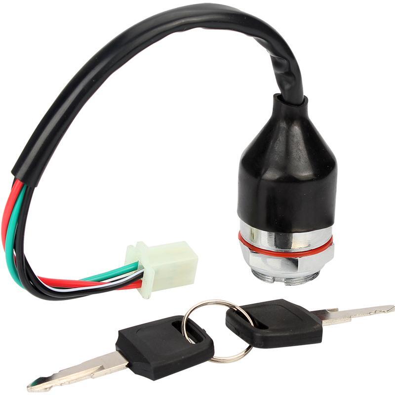 US 4 Wire 4 Pin Ignition Key Switch Starter+ 2 Keys On-Off key cylinder Switch