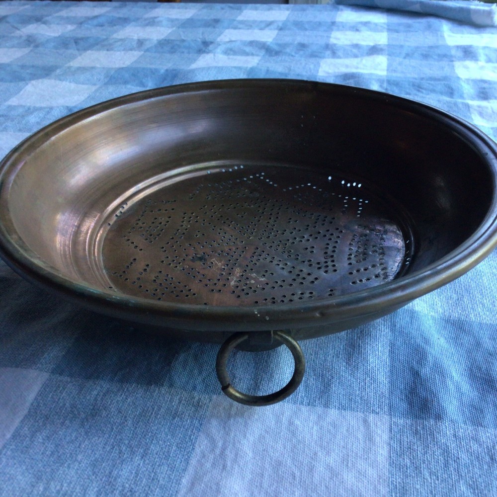 Vintage Copper Colander, 10 1/2”