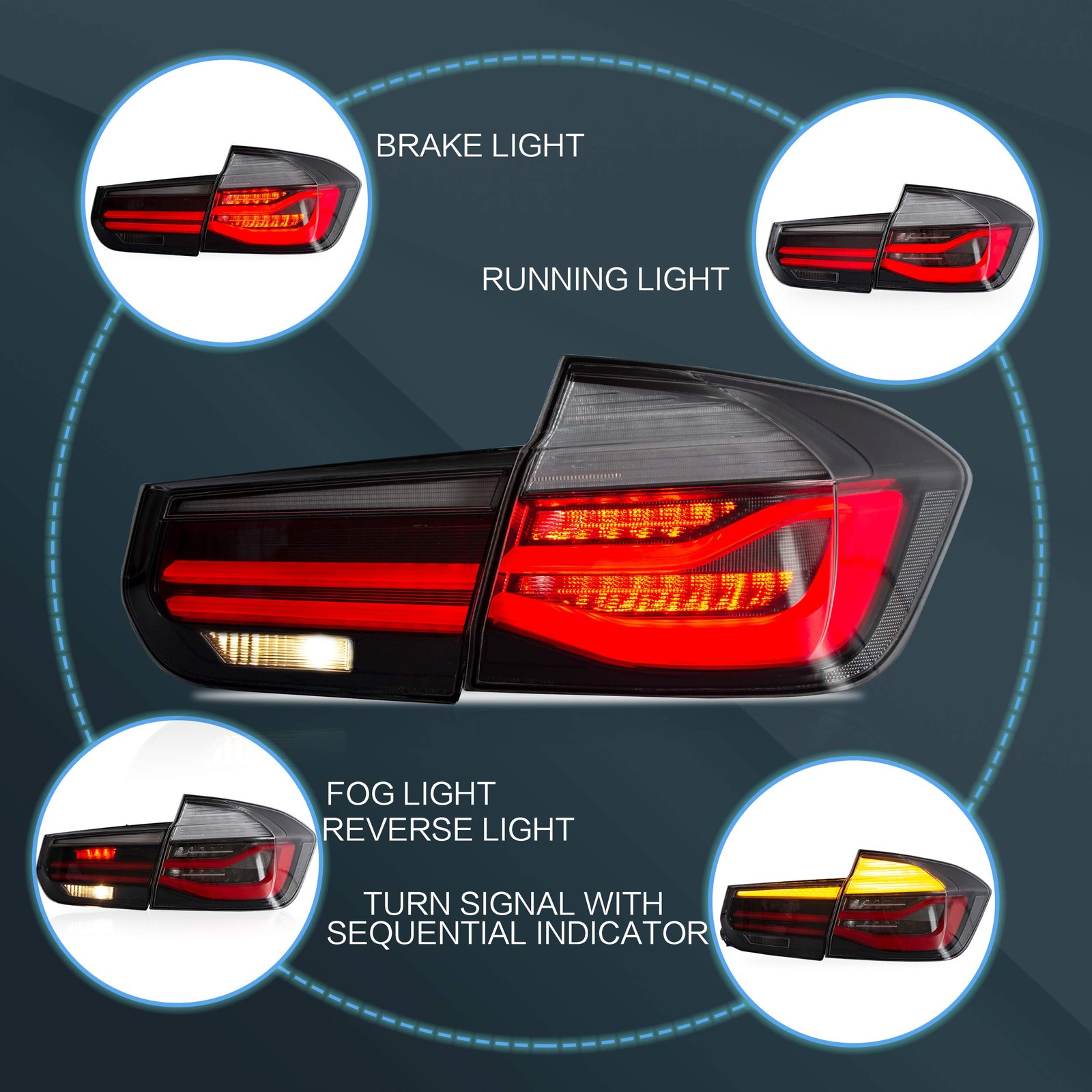 Tail lights Assembly for 2013-2018 BMW 3 Series 6th Gen F30 F35 F80 M3 Sedan