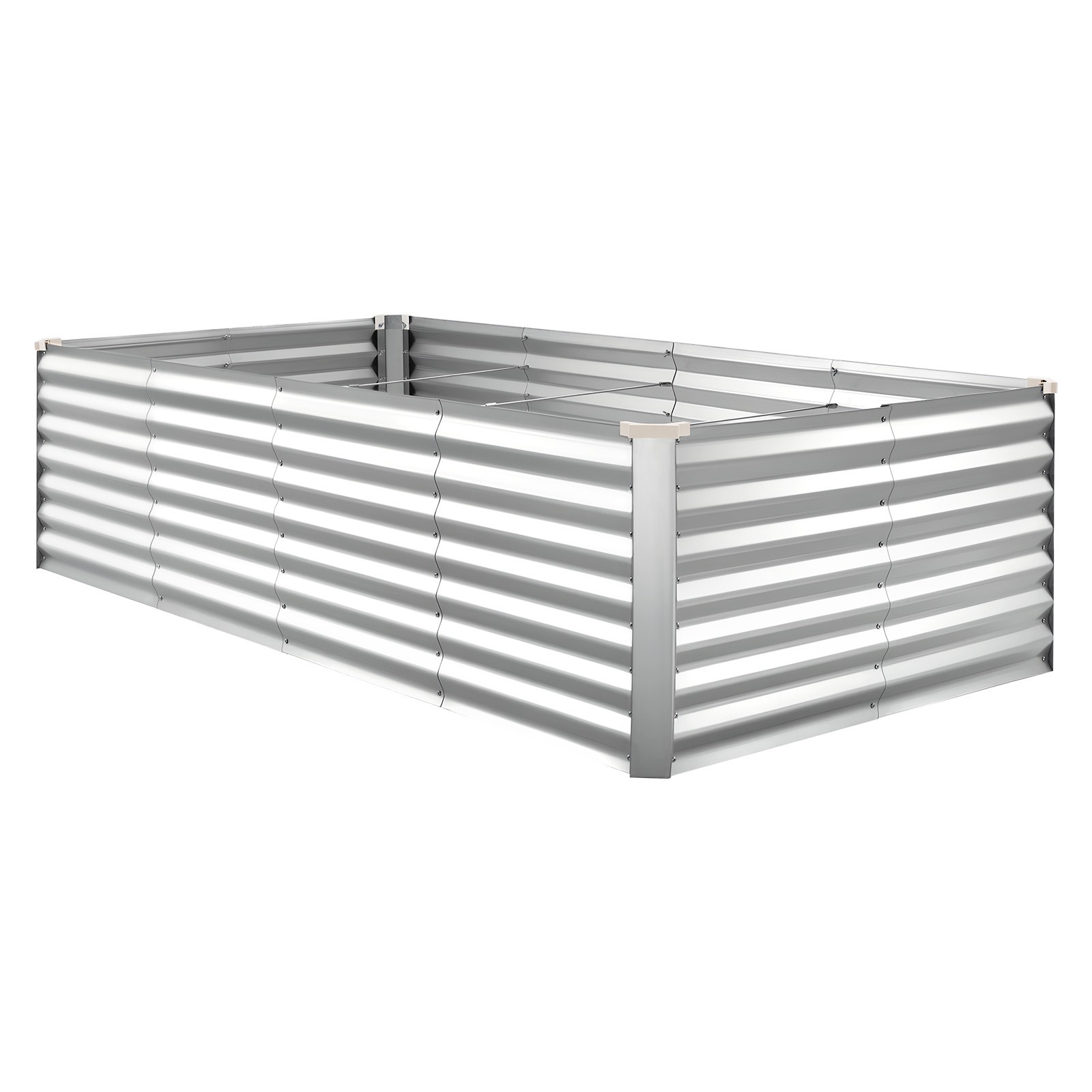 VEVOR Galvanized Raised Garden Bed 8 x 4 x 2 ft Rectangular Planter Box Silver