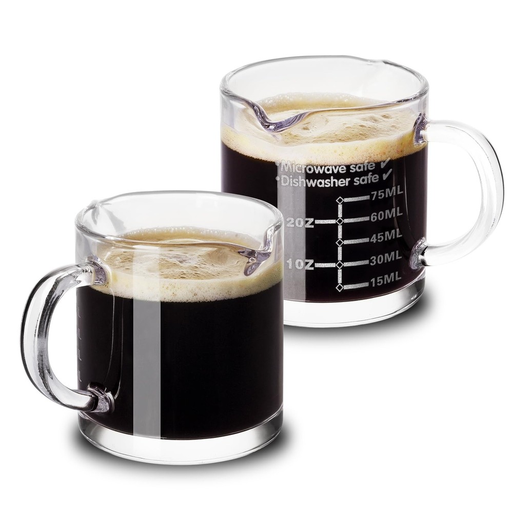 Ackers Etched Scale Espresso cup with Handle, Thickened Bottom and Wall, Doub...