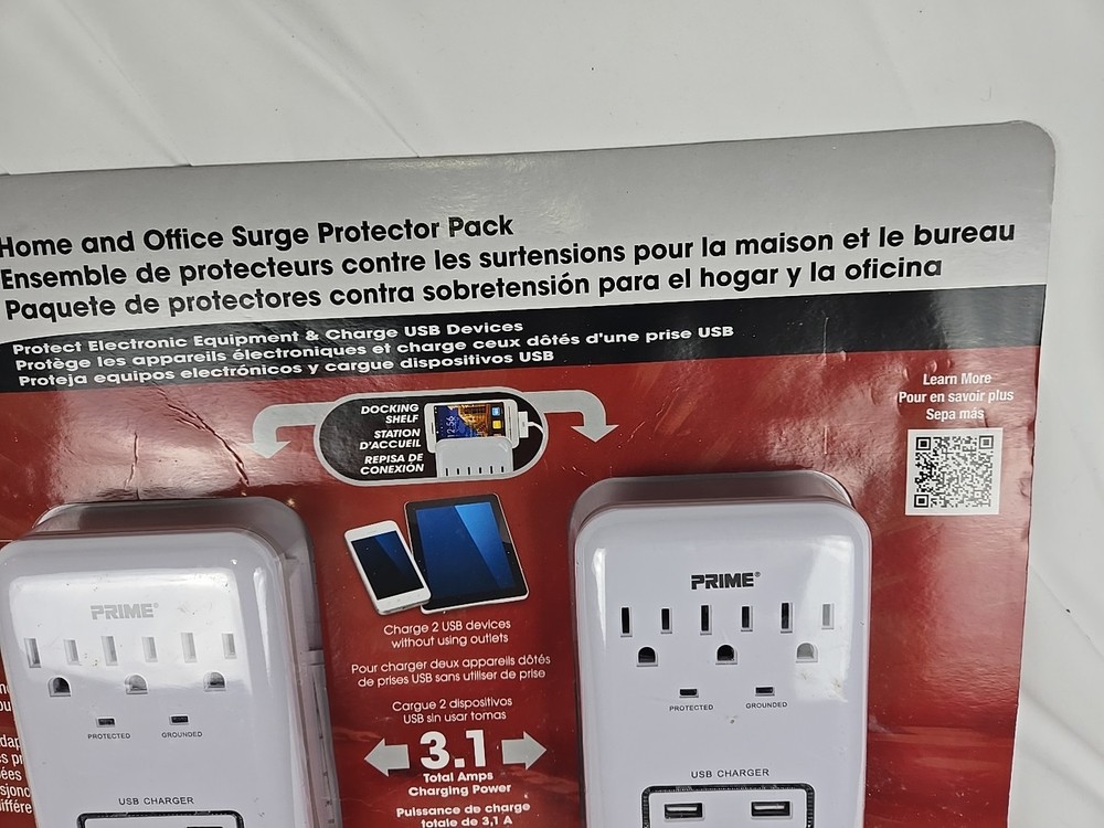 2 PIECE SET PRIME Home And Office Surge Protector Pack