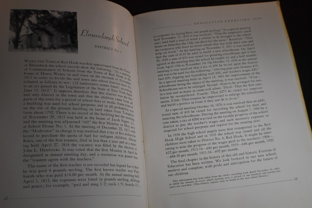 1939 Red Hook School District Dedication Exercises Booklet