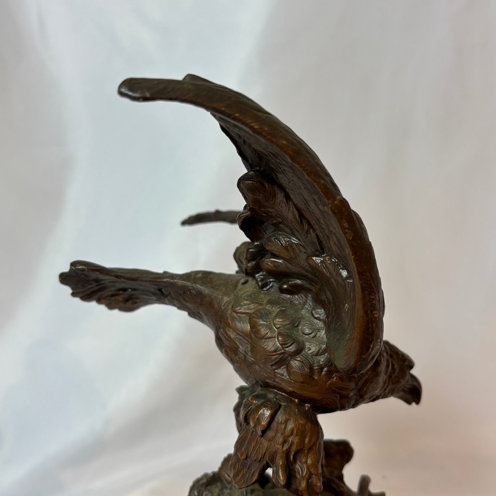 Antique Bronze Statue Eagle Clutching Rabbit
