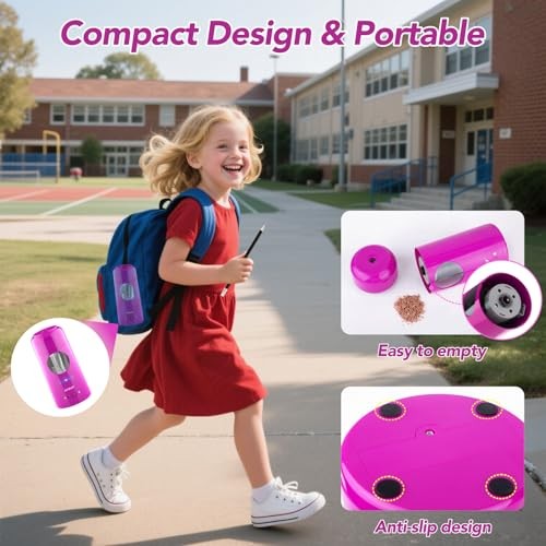 Electric Pencil Sharpener, Rechargeable Fully Automatic Pencil Purple