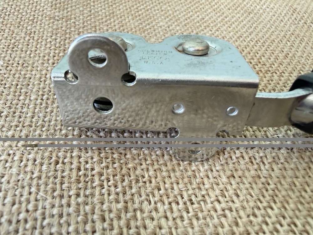 Ecko Vintage Pull Through Chromium Plated Knife Sharpener with Black Handle-EUC