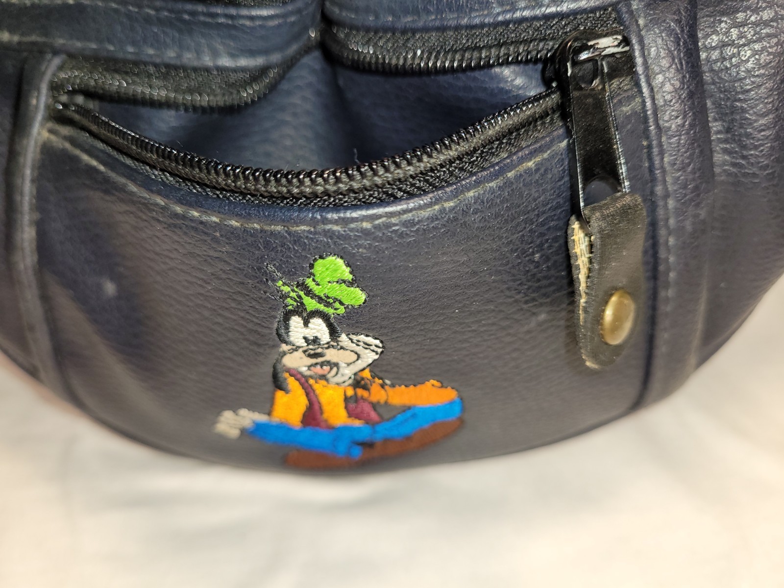 vintage faux leather Disney fanny pack or crossbody belt bag embroidered Goofy