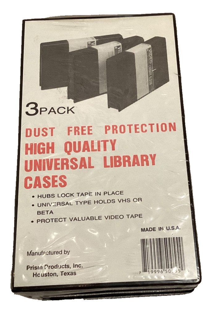 High Quality Universal VHS Beta Library Case Dust Free Protection 3 Pack Plastic