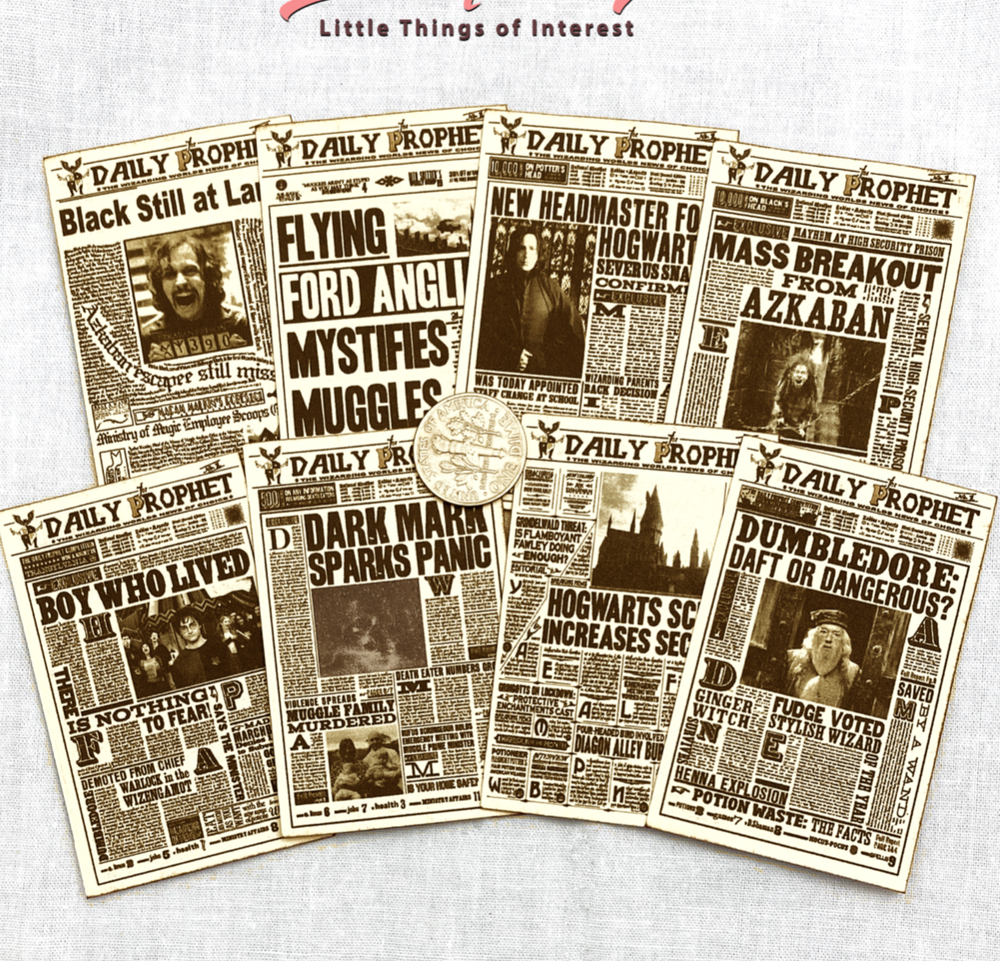 1:6 Scale DAILY PROPHET NEWSPAPERS Set 2 Pc Miniature Playscale Readable