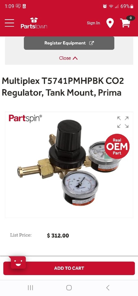 T5741PМНРBК СО2Regulator, Tank Mount, Prima