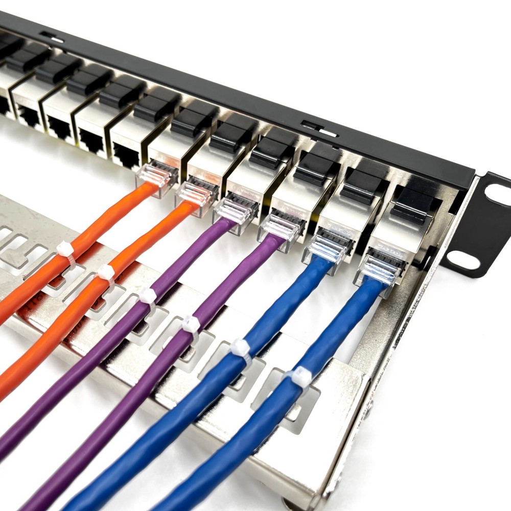 ETS 12 Port Patch Panel 10 inch Cat6A Inline Keystone, Feedthrough Coupler