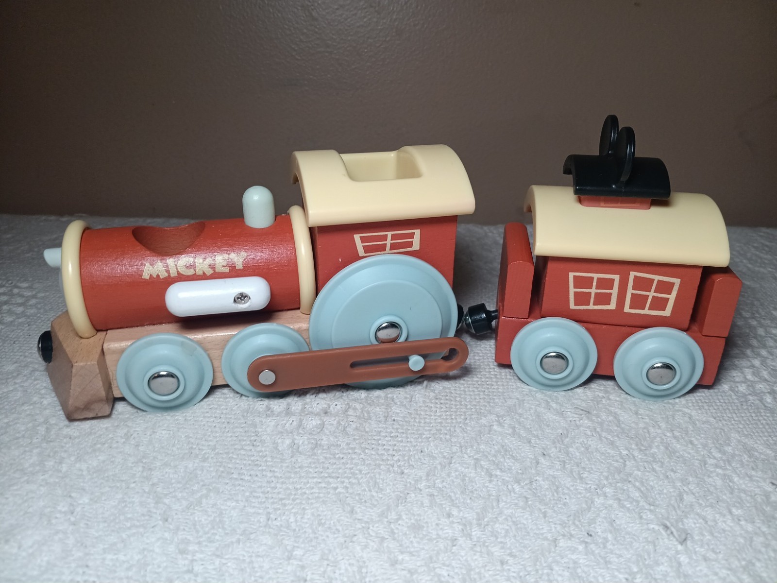 Disney Mickey Wooden Magnetic 2 Pieces of Train Set Wooden NO Figure NO Stack