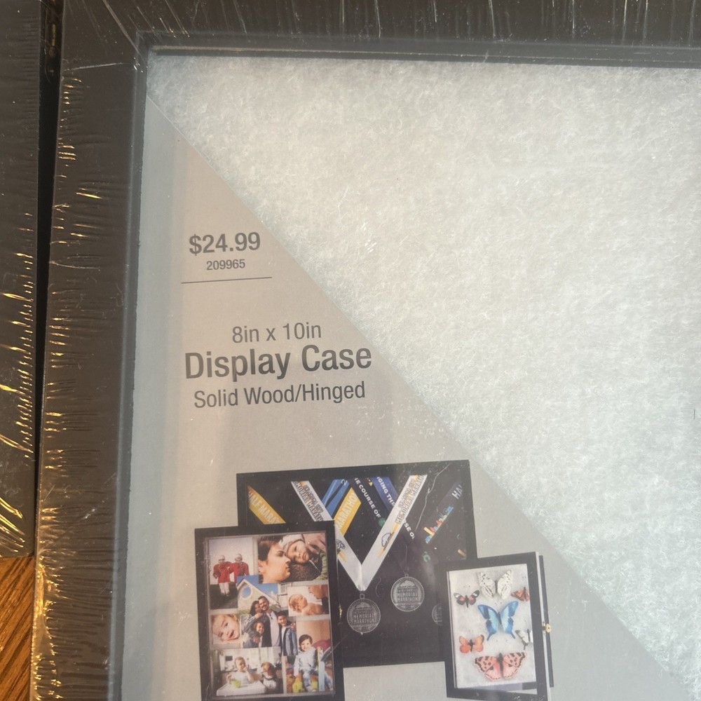 (2) 8” X 10” Display Cases, Solid Wood, Hinged, New
