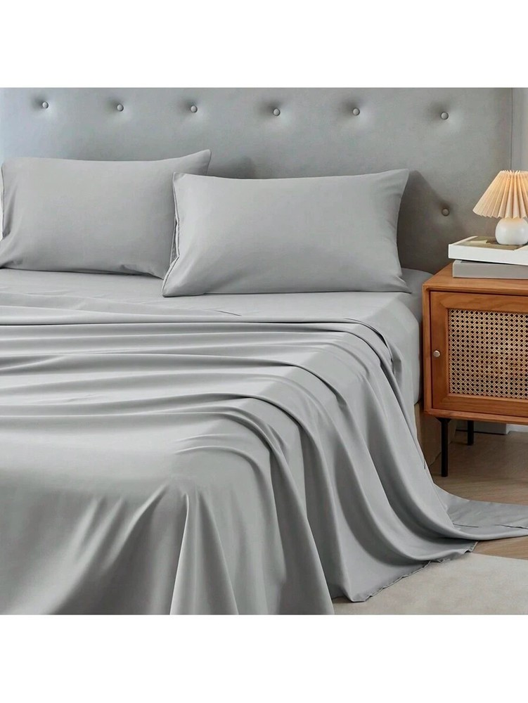 3/4 Piece Bed Sheet Soft Cooling Comfortable Breathable Bedding, Grey