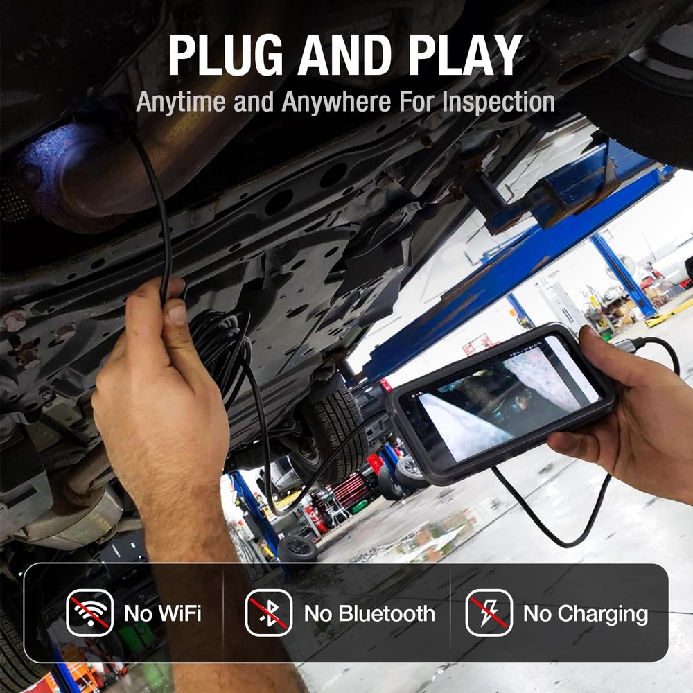 USB C Endoscope Camera with Light, Teslong Type-C Snake Borescope 10FT, black