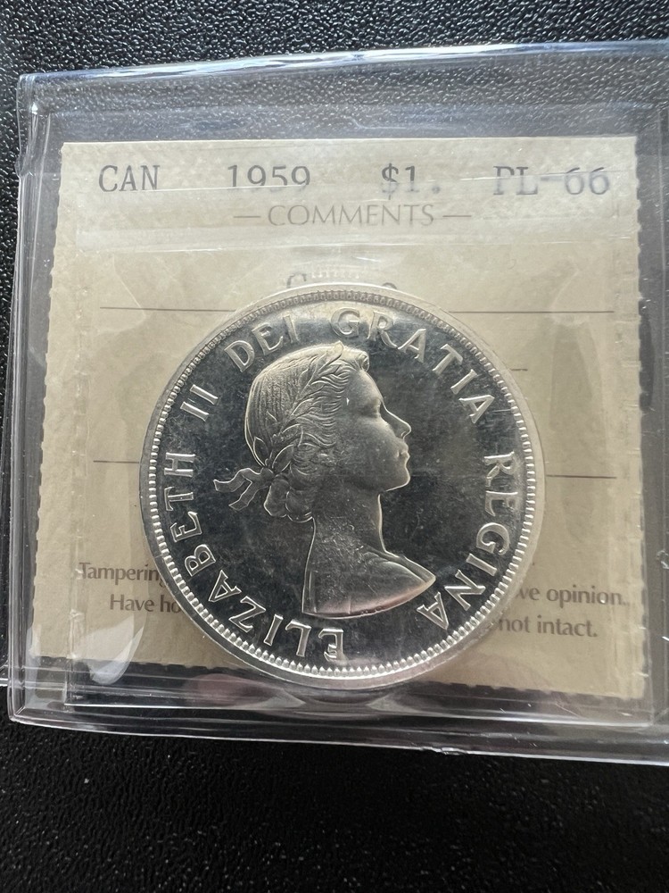 1959 Canada Silver Dollar, Cameo - ICCS PL 66