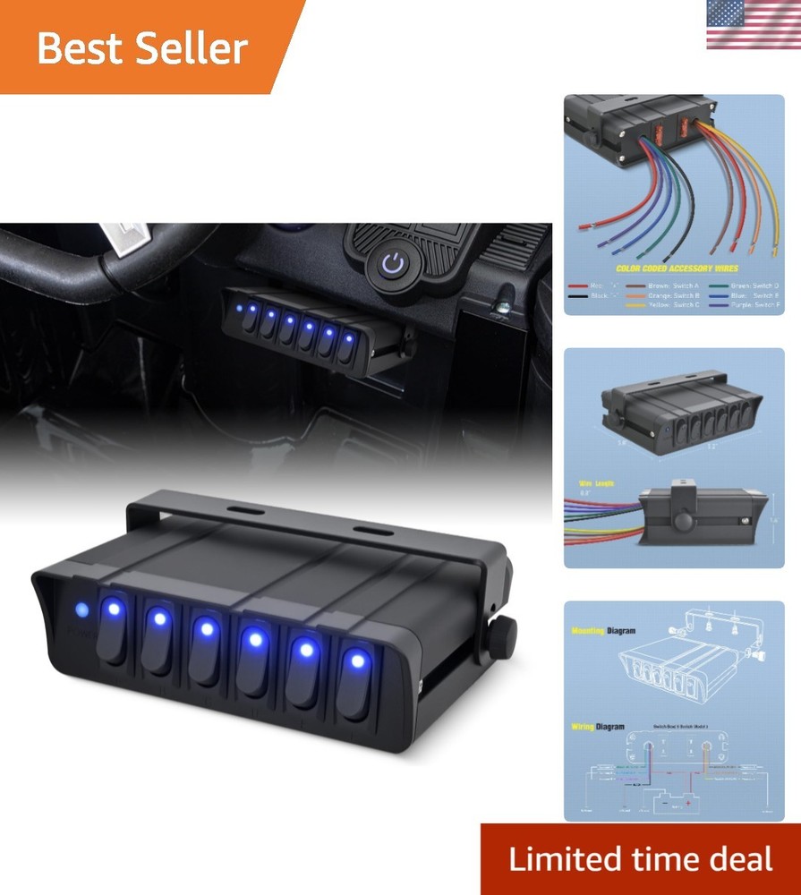 Compact 6 Gang Rocker Switch Panel with Simplified Wiring - Waterproof & Durable