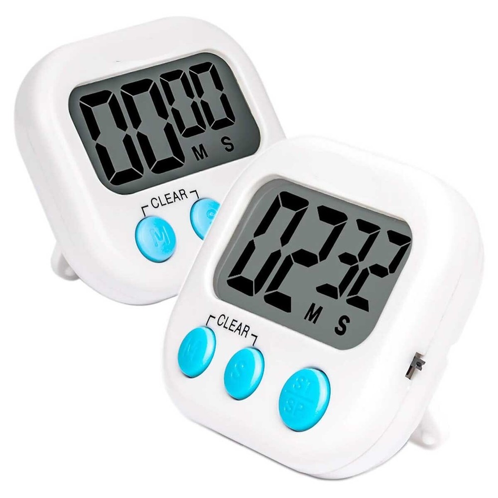 2 Pack Kitchen Timers Loud Ring Digital Timers for Cooking Magnetic white