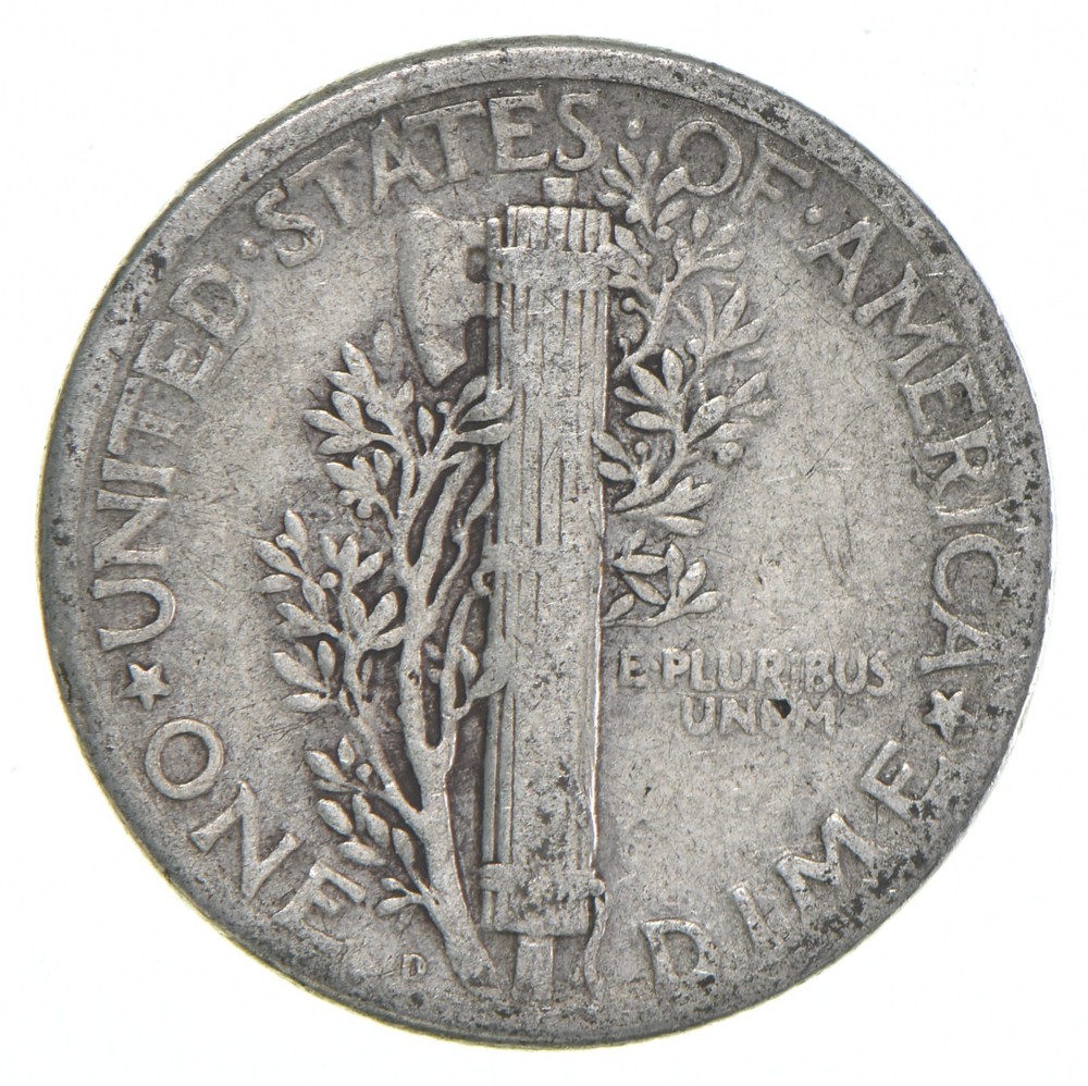 VG+ 1927-D Mercury 90% Silver Dime