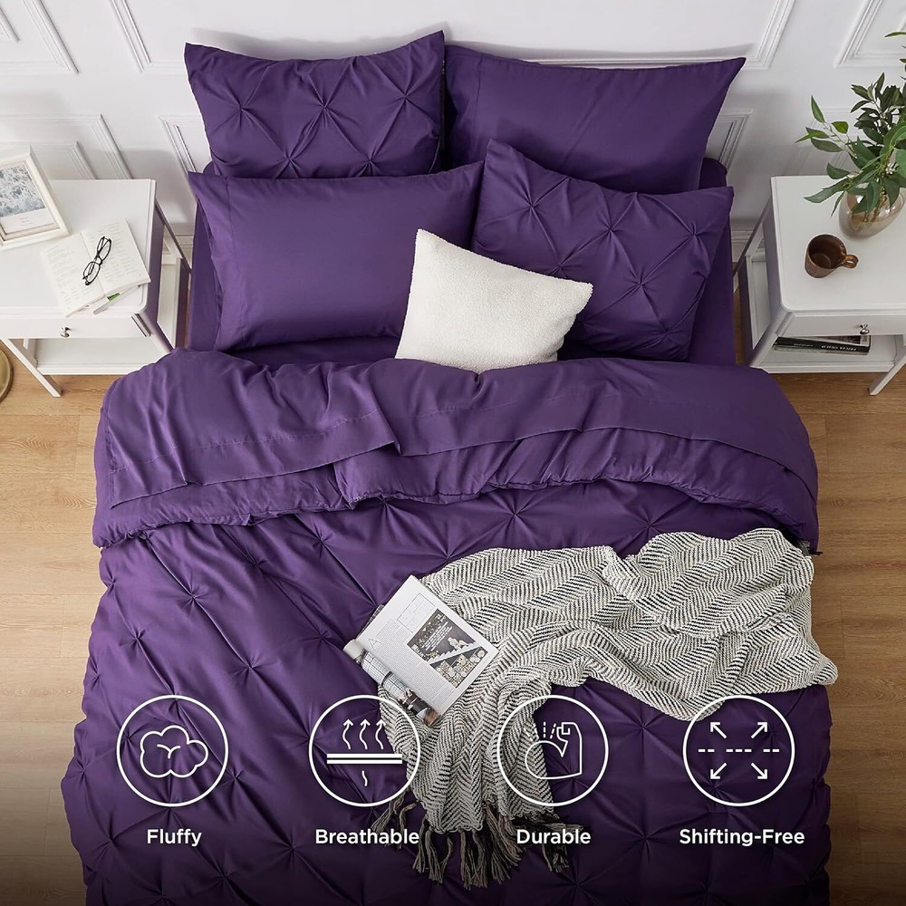 Bedsure Full Size Comforter Sets - Bedding 7 Pieces, Full, Purple