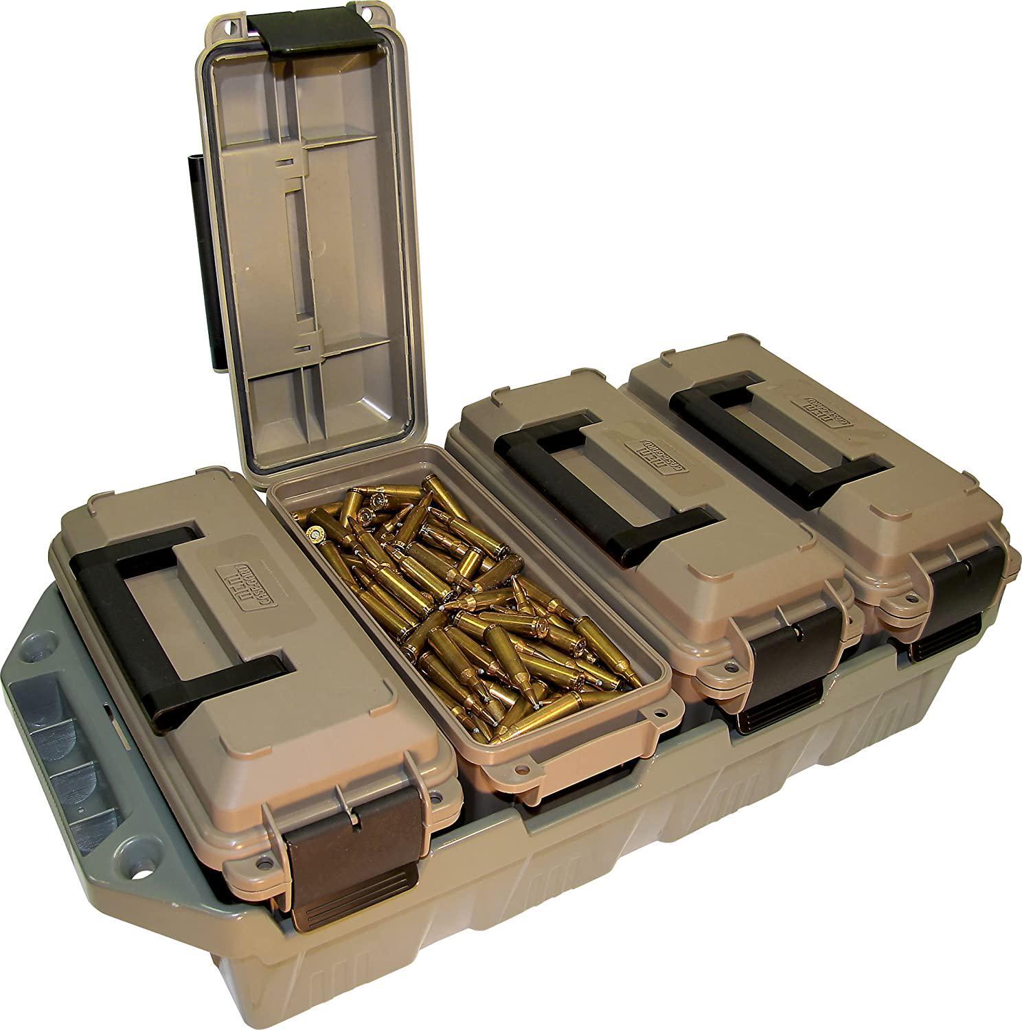 AMMO CRATE 4-Can Utility Box Stackable All-Caliber Case Bulk Ammunition Storage