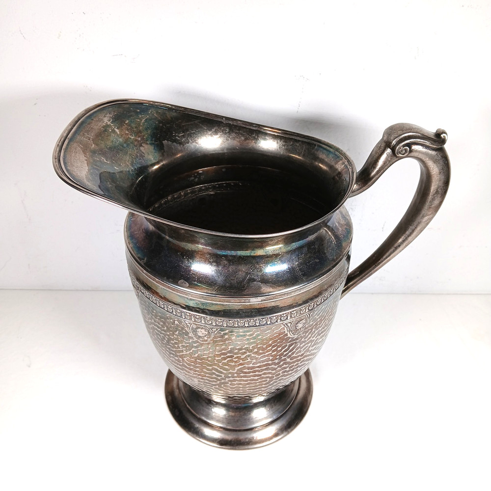 Hammered Silver Plate Water Pitcher Lehman Bros. Silverware Co. Vintage 1920-30