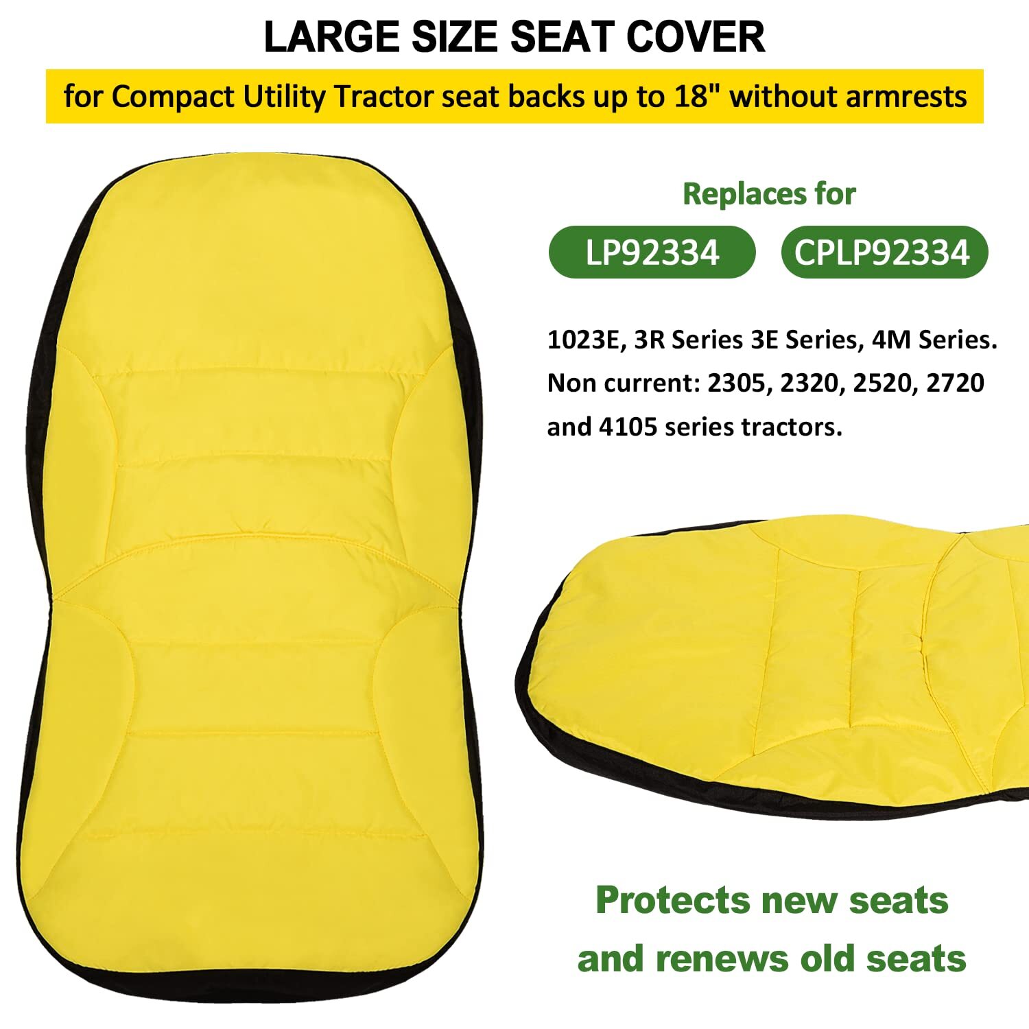 LP95233 Large 18" Compact Utility Tractor Seat Cover Compatible with John Deere