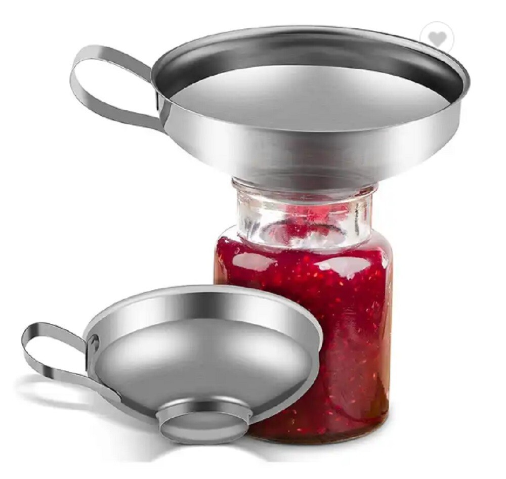 2pc Stainless Steel Canning Funnel Set Wide Mouth Mason Jar Funnel for Filling