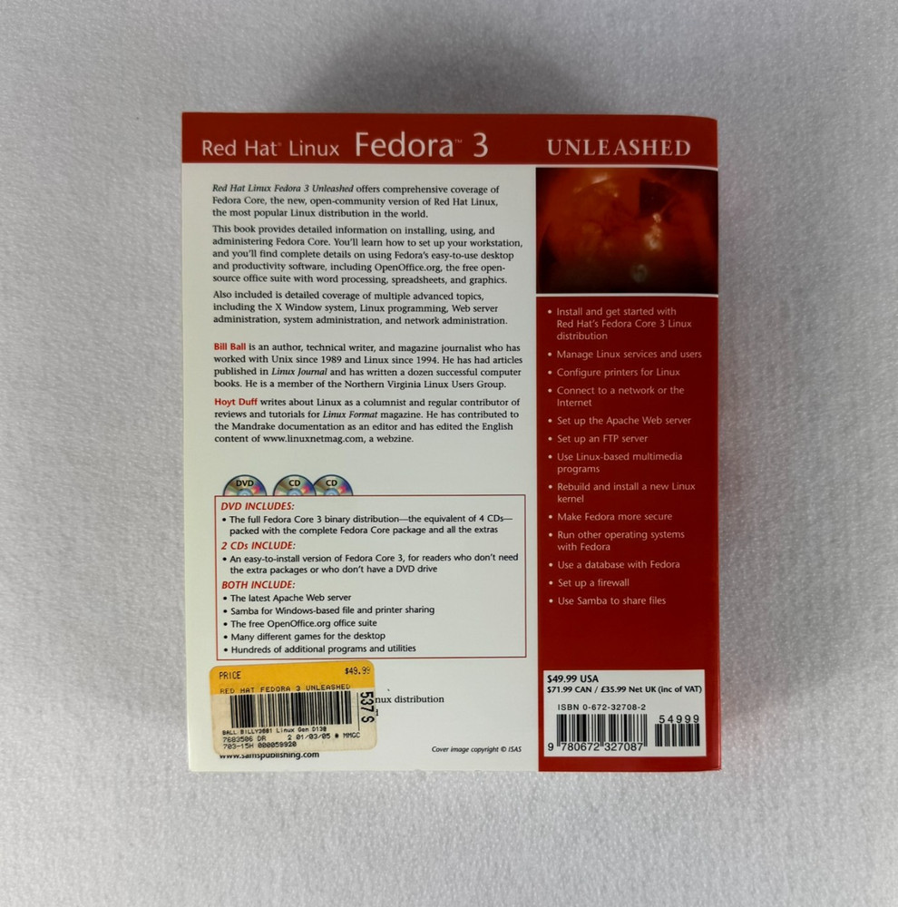 RED HAT LINUX FEDORA 3 Unleashed + Original Discs - Sams Publishing