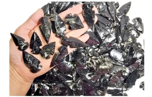 50 HANDMADE BLACK OBSIDIAN ARROWHEADS SPEAR POINTS 1.5 to 1.75 Inch