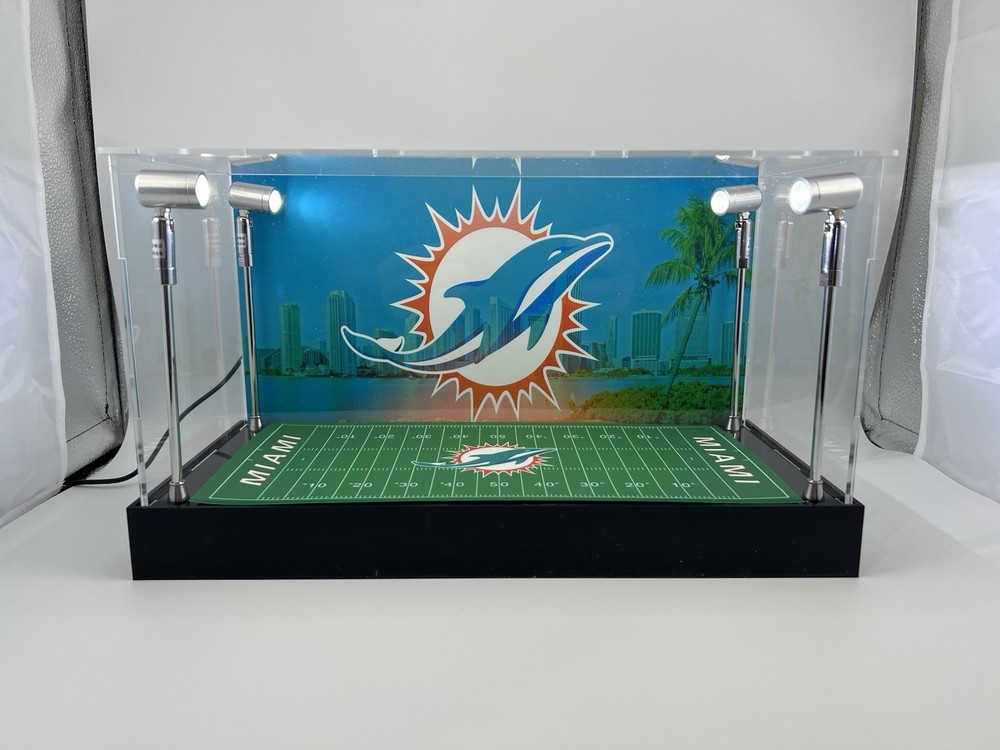 Miami Dolphins Custom 2 Mini Helmet Display Case W/ LED Lights