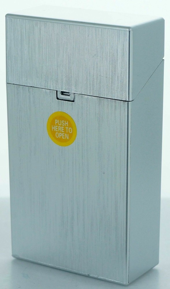 4 Pack 100' Push-to-Open Plastic Cigarette Case w/ Metallic Finish Design