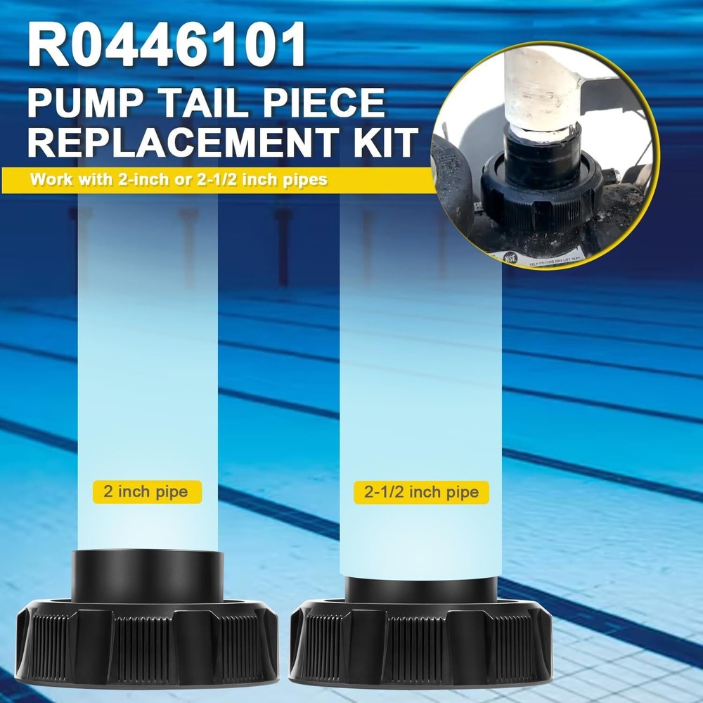 R0446101 Tail Section With O-ring And Coupling Nut for Zodiac Jandy Pumps 2-Pack