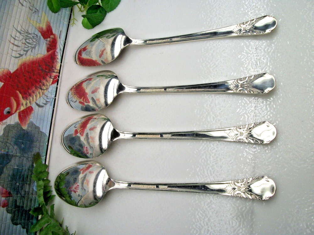 4 International Rogers AVALON Cabin Silverplate Solid Serving Spoons 1940