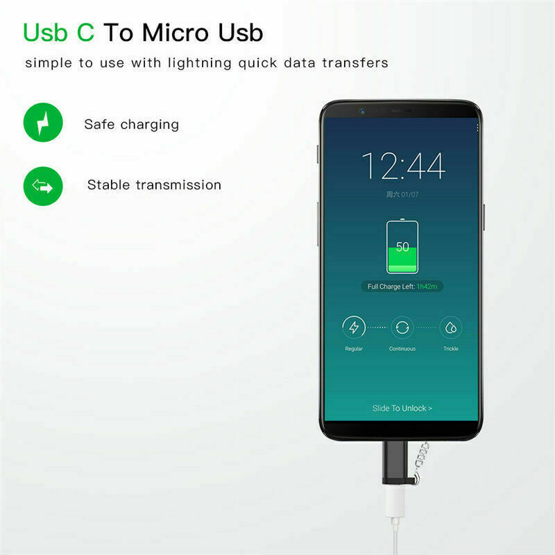 2 Pack Micro USB to Type C Adapter Converter Micro-B to USB-C Connector USA