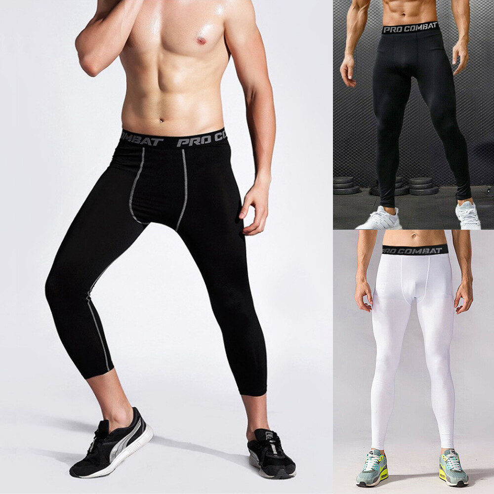Men Compression Pants Thermal Tight Base Under Layer Workout Leggings Gym Sports