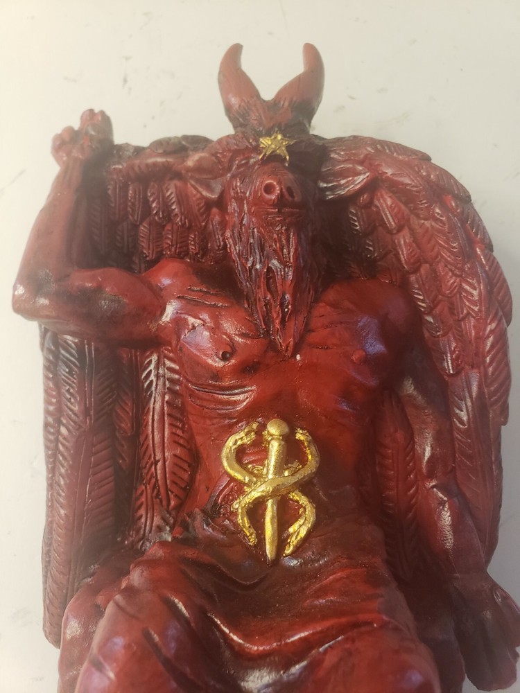 Templar Sabbatic Goat Baphomet Satan Seating Down Color Red/ Devil /Evil /10X6