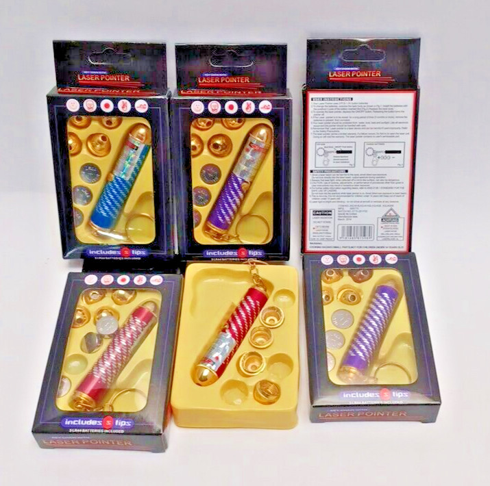 5-IN-1 KEYCHAIN LASER POINTER/PET TOY WITH 5 INTERCHANGEABLE TIPS ( 6 PACK)