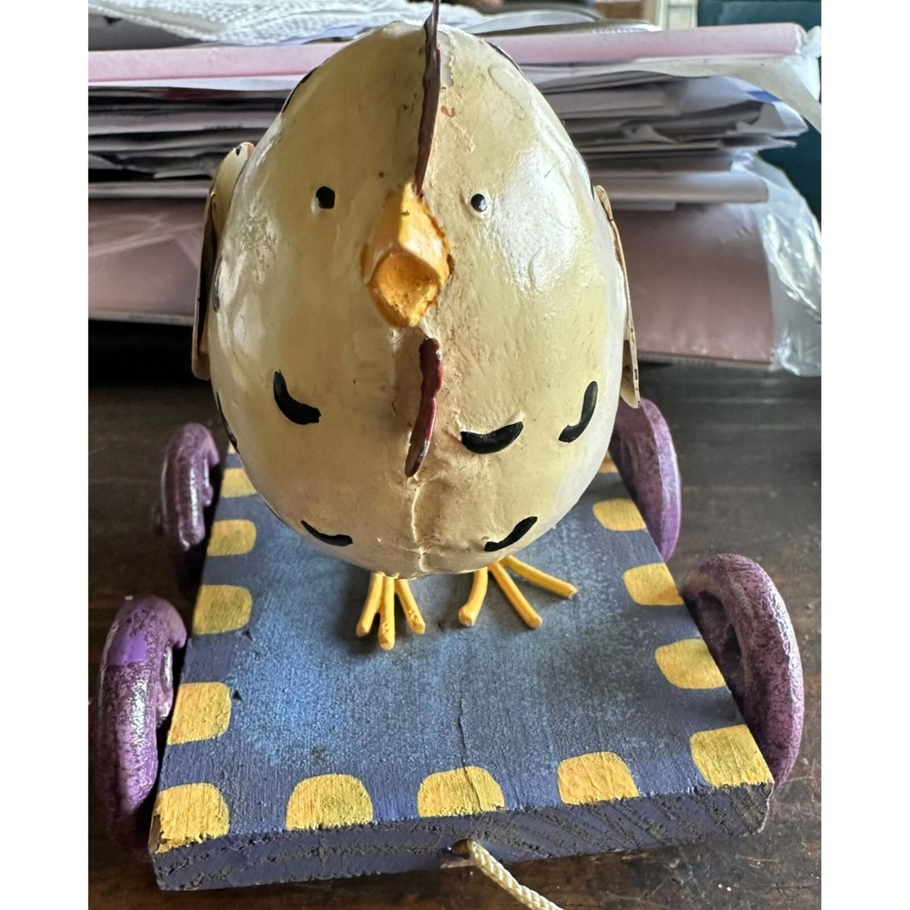 Vintage Metal Chicken Pull Toy