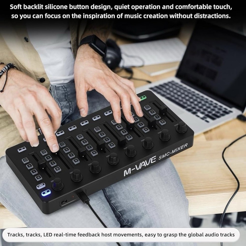M-VAVE SMC-Mixer Wireless MIDI Controller Bluetooth DAW USB Rechargeable
