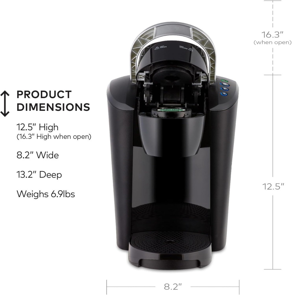 K-Compact Single-Serve K-Cup Pod Coffee Maker, with 3 Brew Sizes, Smart Start Fe